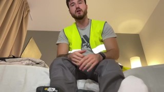 Macrophilia - builder foot sock worshiper