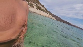 Outdoor jerking on the hidden nude beach in Bodrum 