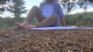 Green earth - Green socks - Pink soles in pristine natural public park - take in the view and smells