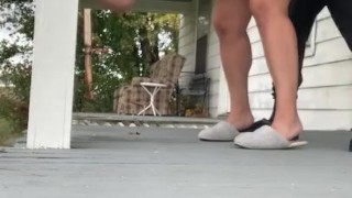 LATINA GETS CAUGHT BEING A WHORE ON PORCH AFTER NOSEY NEIGHBORS GET HOME EARLY