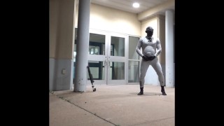bastard wetsuit commando shoots massive load into wetsuit in front of doors