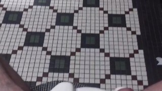 Risky jerk off at work