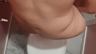 Handicapped Sneaks off to Cum in Bathroom 