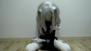 Crossdressed White Cat Cums in a Chinese Dress