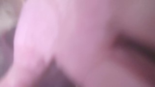 Practicing solo producing extreme dildo