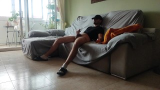 Neighbours love watching cum dripping down my cock