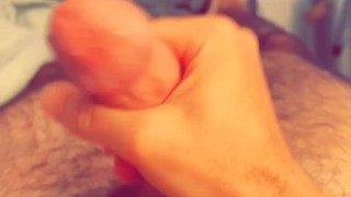 Stroking my morning wood from my big hairy cock jerking teaser
