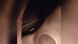 Male masturbation inside a car, public, nighttime, cumshot on self, eating my own cum, moaning lots