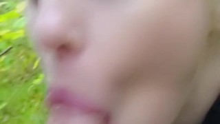 Blonde slut suck and fuck a stranger in the forest