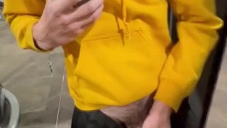 Cute Twink Boy Cums in Public Gym
