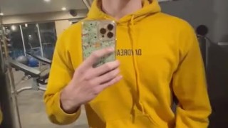 Cute Twink Boy Cums in Public Gym