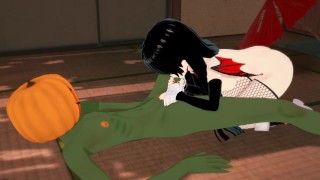 Vampire Girl with Halloween Pumpkin