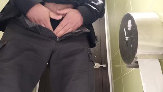 desperate long pee in a public toilet 