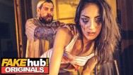 Fakehub Originals - Horror movie actress gets her clothes ripped and wet pussy fucked - Halloween Special