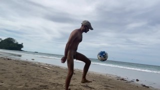 Naked football at the Beach - Slow Motion