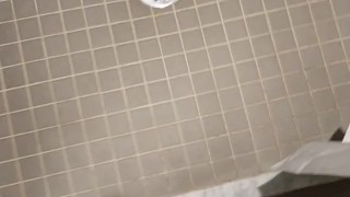 Powerful piss in the shower at work