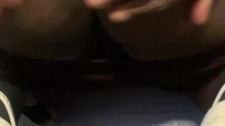 Stocky straight guy plays with ass and flashes asshole on public parking garage rooftop