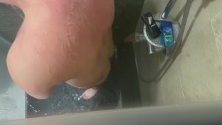 Hung chub caught wanking in public spa showers! StraightGuy1996