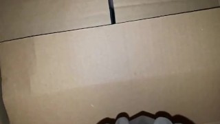 Huge slow-motion cumshot from inside a box