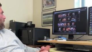 Milking the cum out of my dick in the office for onlyfans