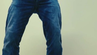 Golden shower in a public restroom