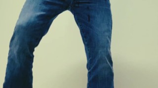 Golden shower in a public restroom