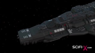 Sex with an alien in a spaceship. A sexy young blonde gets fucked by an alien