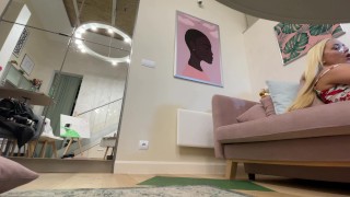 Hot Blonde Tight Pussy Small Hands Sexy Art Student works on a Dick to drain the Balls