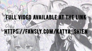 Footjob in black pantyhose, cum on nylon feet - Katya Shien