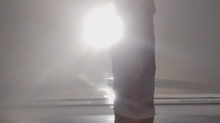 Hot Latino Daddy Rides Huge Dildo While Watching Porn