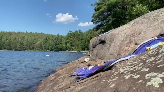 Canadian Guy Sunbathes in Swim Briefs Before Stripping for a Nude Snorkel