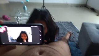 Blowjob Detras de camaras de una modelo web cam