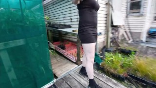 Crossdresser explores plant nursery