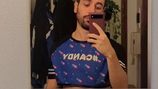 feeling sexy with crop-top and josktrap (no porn)