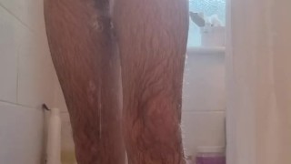 Hot masturbation in the shower stroking my big dick