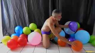 Balloon play with horny gay DILF Richard Lennox