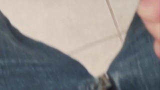 Young self ball buster busts his nuts in public Walmart bathroom 