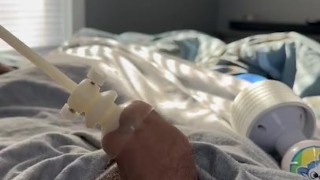 Cumming in foreskin using vibrater