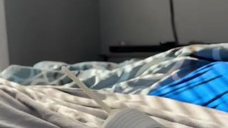 Cumming in foreskin using vibrater