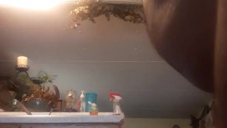 Chubby black sissy spanking his ass 