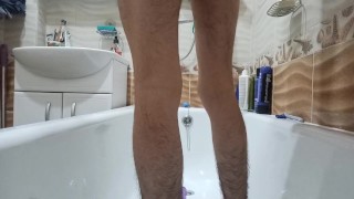 I walked with a vibrator all day and it became not enough just one "friend" in the ass