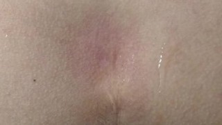 バックで極太ディルド挿入