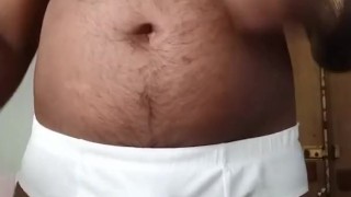 Handsome Man White Underwear bulge and Black Cock