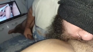 my girlfriend asked me to suck her pussy with her watching porn, ejaculated 2x horny in my mouth💦🤤