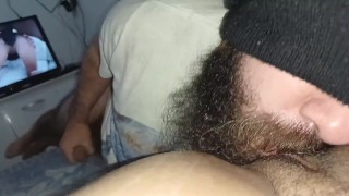 my girlfriend asked me to suck her pussy with her watching porn, ejaculated 2x horny in my mouth💦🤤
