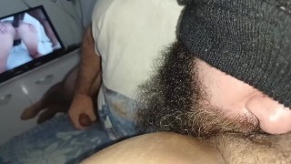 my girlfriend asked me to suck her pussy with her watching porn, ejaculated 2x horny in my mouth💦🤤