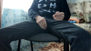 came from college to masturbate his big white cock