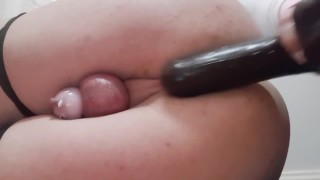 Sissy teases boypussy with BBC dildo