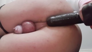 Sissy teases boypussy with BBC dildo