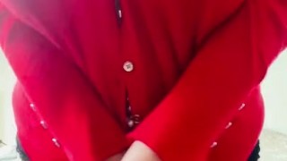 Boob bouncing with pearl necklace 